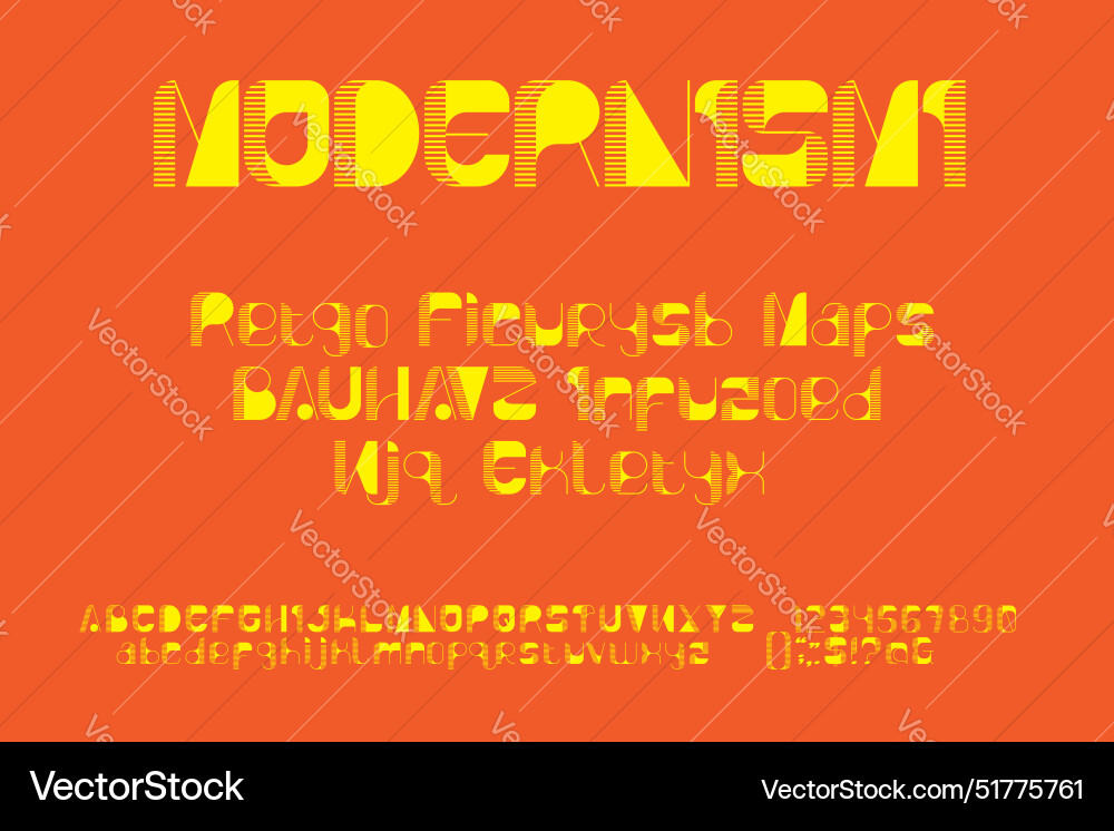 Bold retrofuturist font with pangram vector image