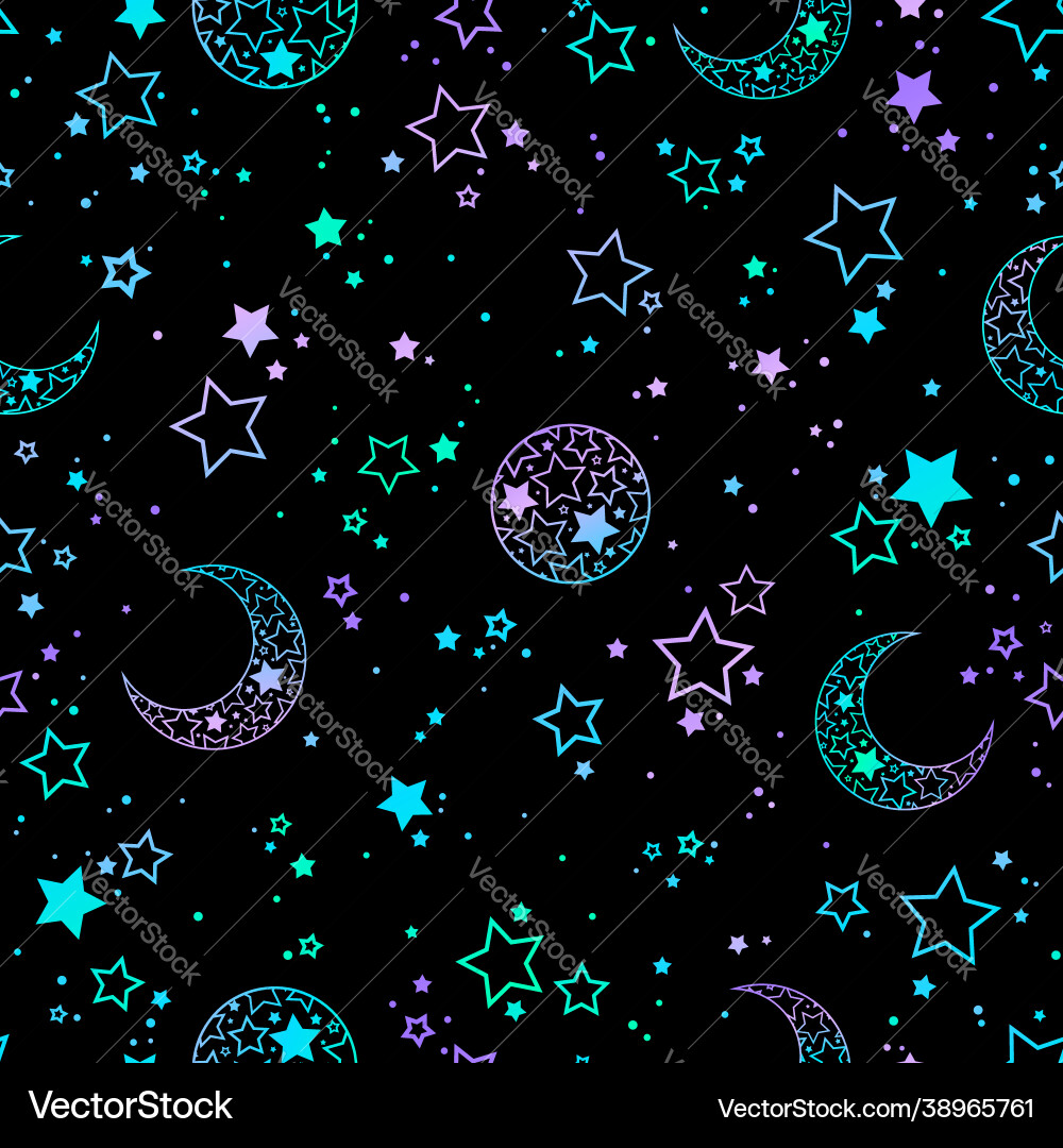 Celestial Moon & Stars Pattern vector image