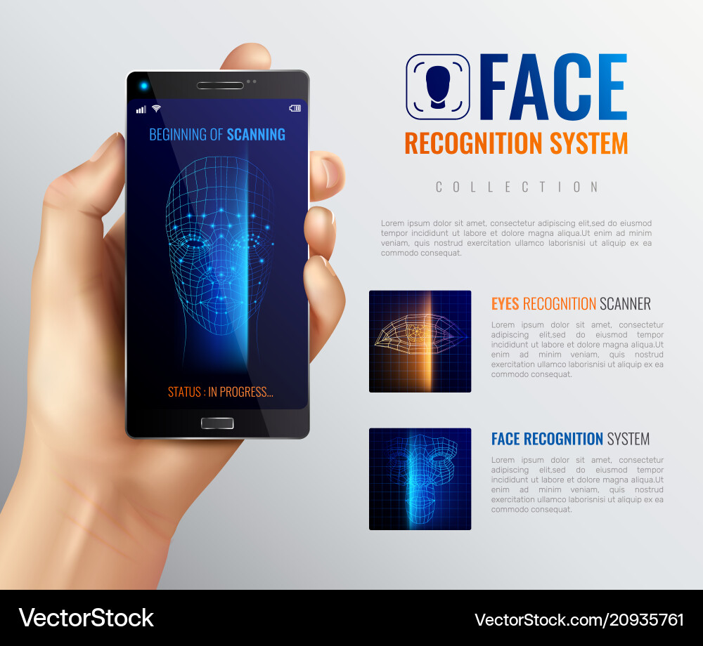 Face ID Recognition App Background vector image