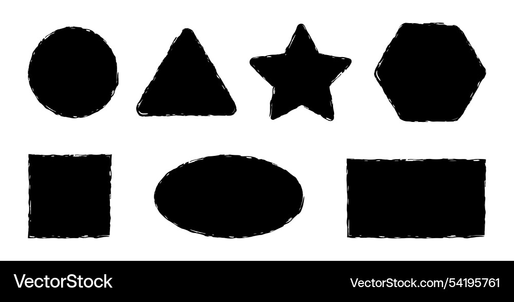 Grunge shapes with rough edges rectangle square Vector Image