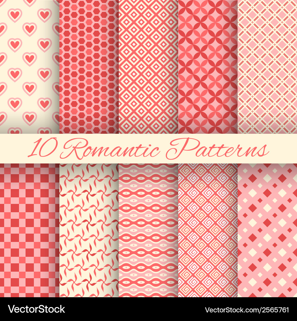 Romantic Red & White Patterns vector image