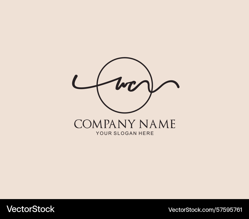 Wc Initial Handschrift Logo Design Kollektion Vektorbild