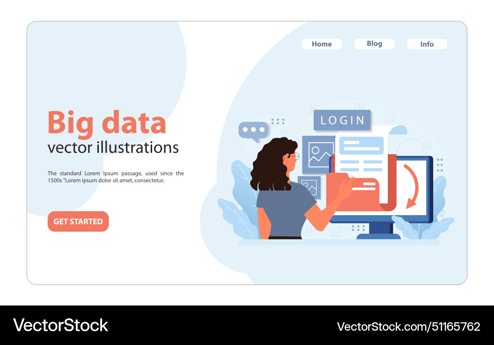 Big data analysis an analyst navigates through Big data analysis an analyst navigates through vector image