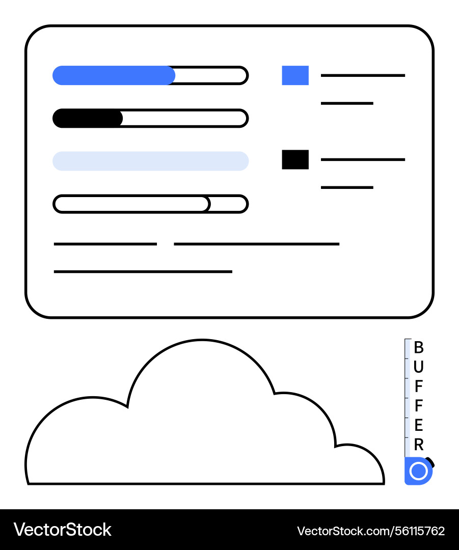 Cloud data sync with progress bars and buffering Cloud data sync with progress bars and buffering vector image