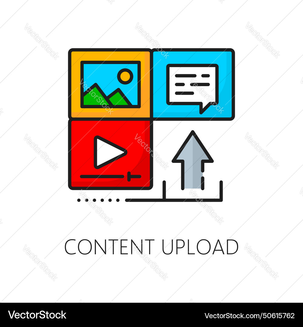 Content upload cms management system icon Content upload cms management system icon Vector Image