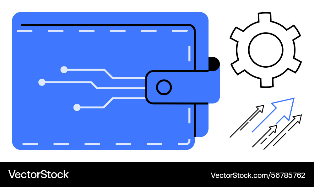Digital wallet with circuit lines and growth Digital wallet with circuit lines and growth vector image