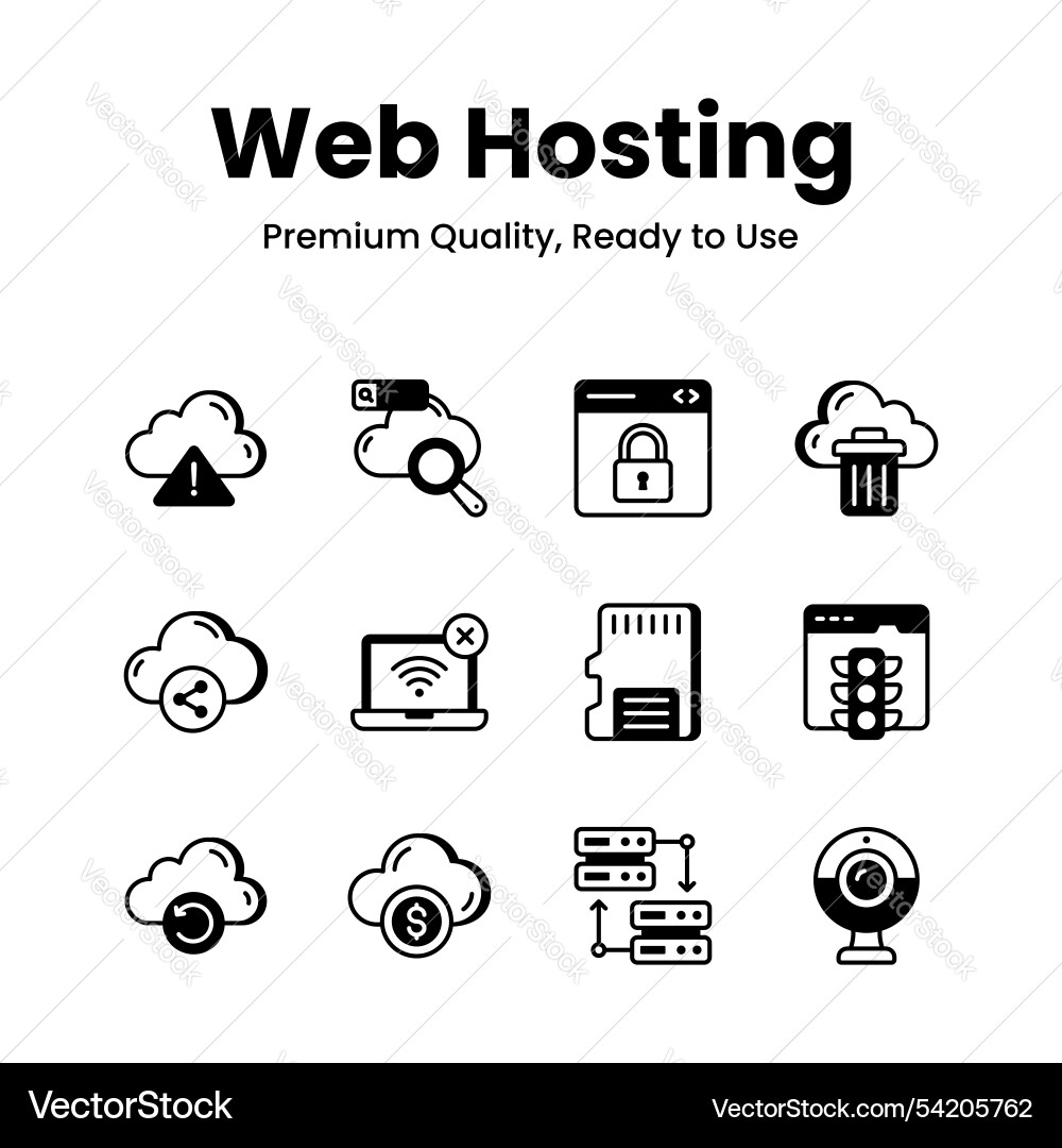 Have a look at amazing web hosting icons set vector image