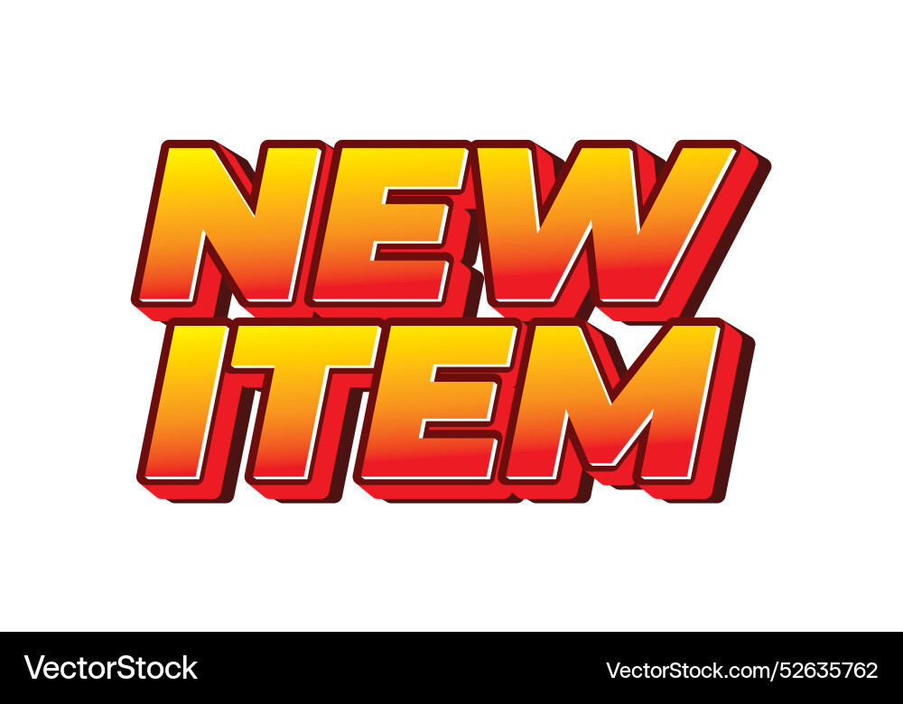 New item text effect in 3d style for print ad New item text effect in 3d style for print ad vector image