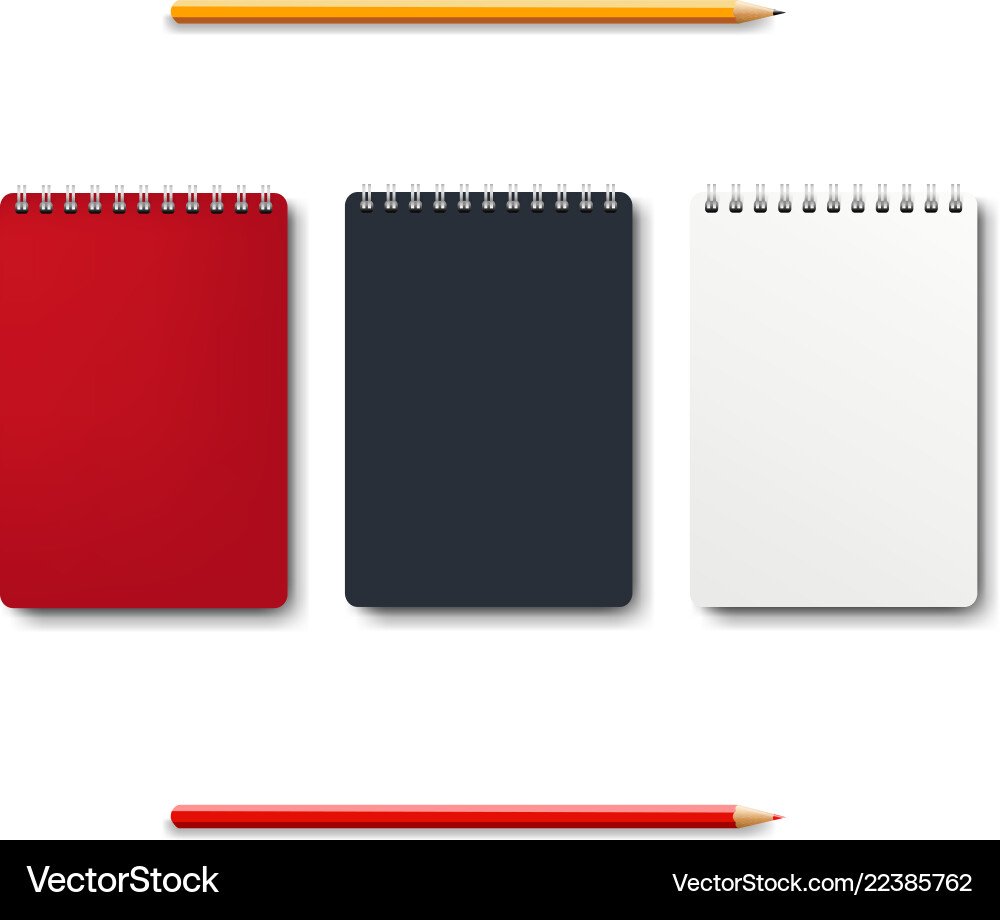 Notebook with Pencils on White Background vector image