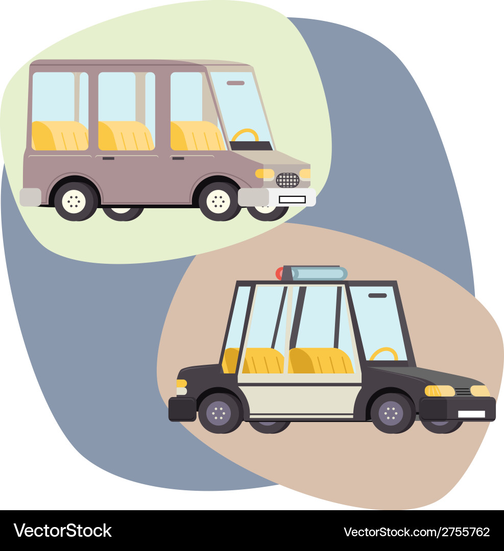 Retro Polizei Van Icons vektorbild