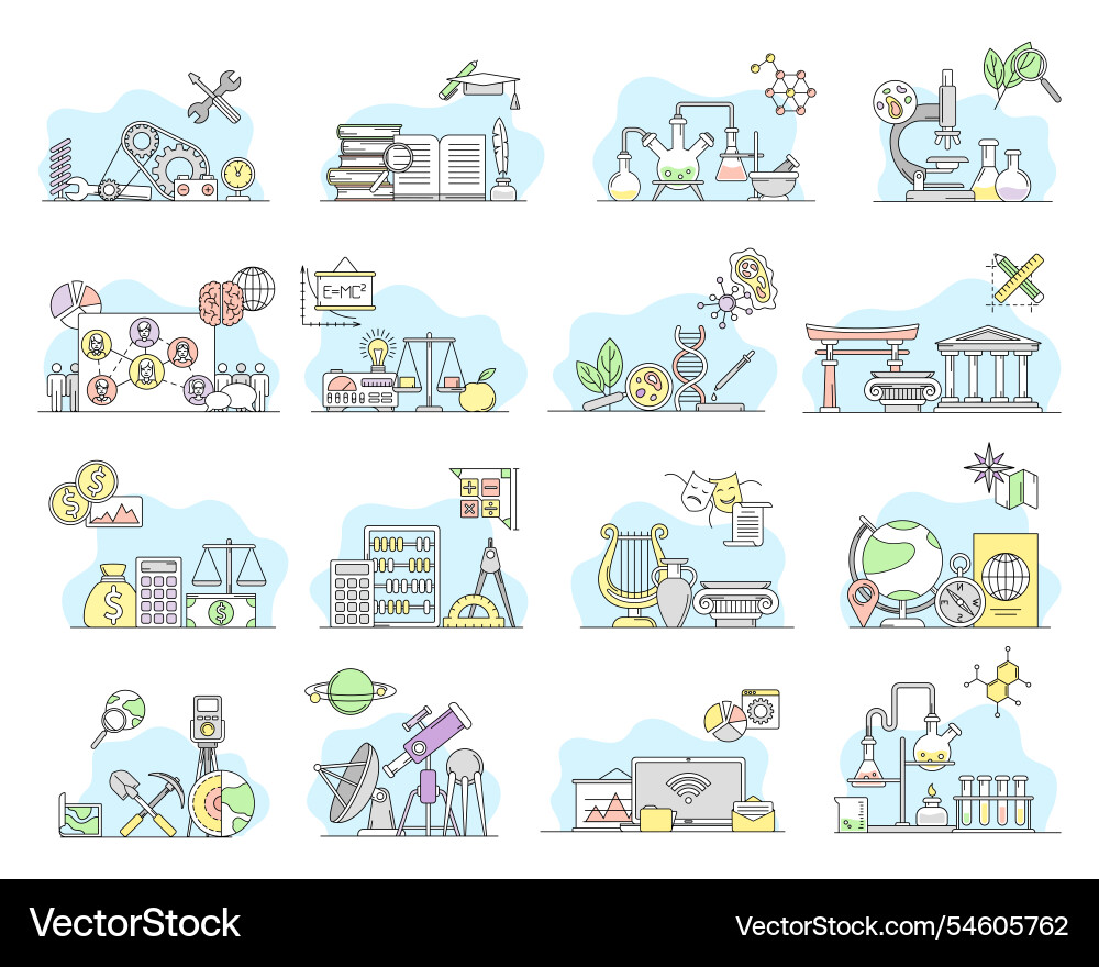 Science invention and study linear object Science invention and study linear object vector image