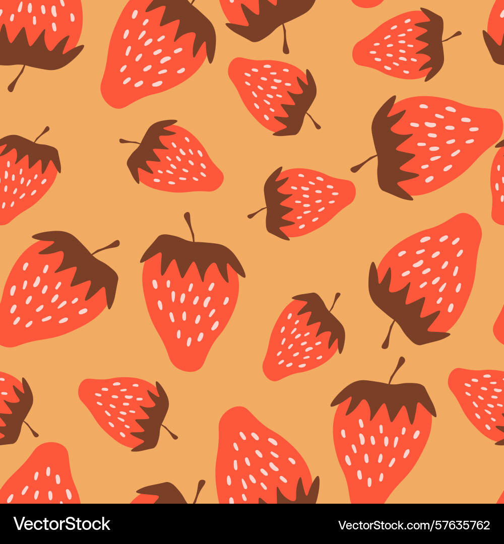 Seamless pattern with strawberry on color Vector Image