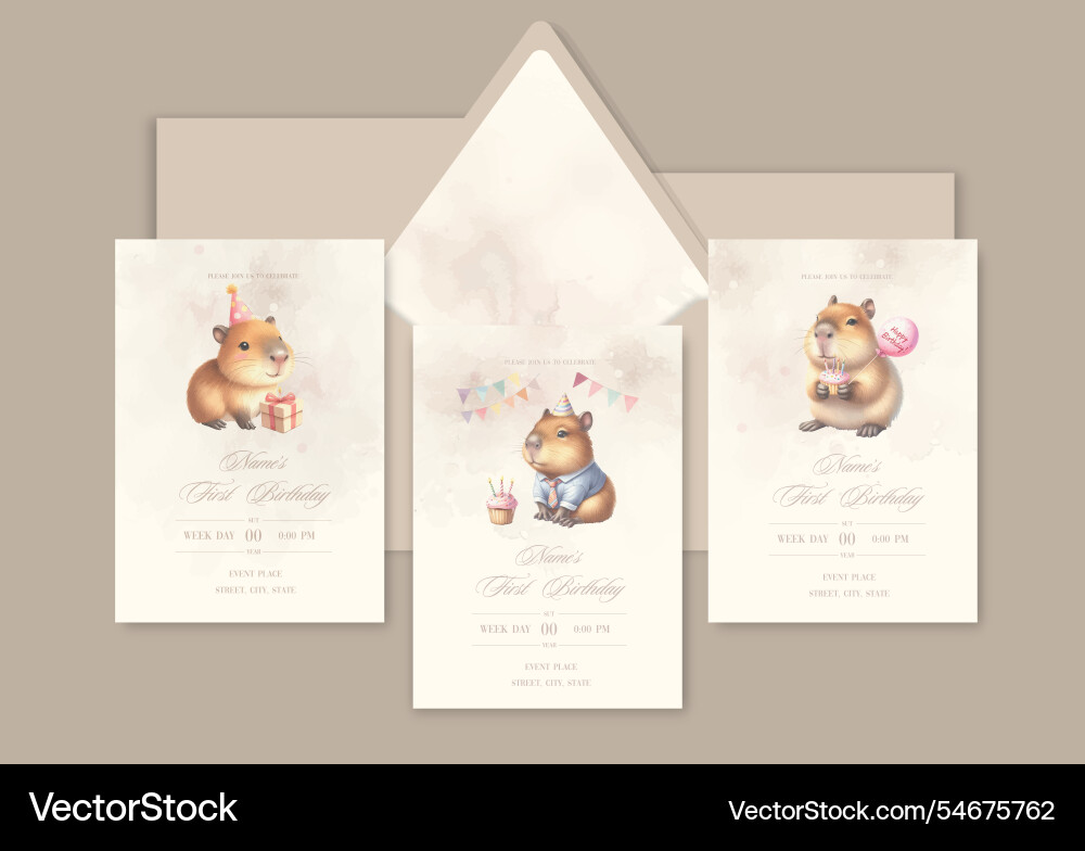 Watercolor invitation birthday template card Watercolor invitation birthday template card vector image