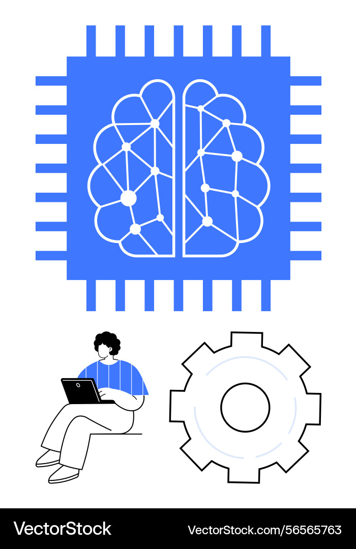Artificial intelligence and machine learning vector image