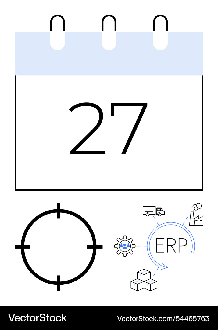 Calendar displaying the 27th with operational Calendar displaying the 27th with operational vector image