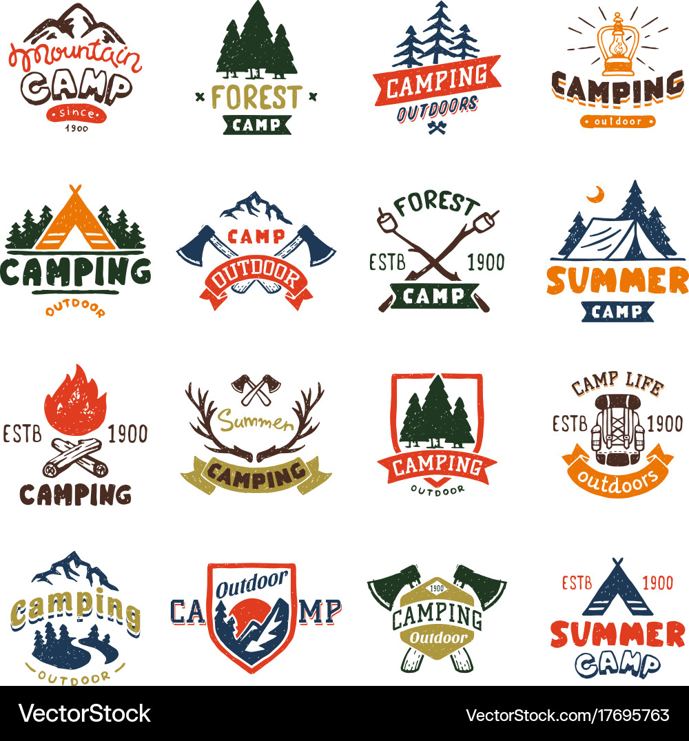 Camping & Outdoor Badge Set Vector Image