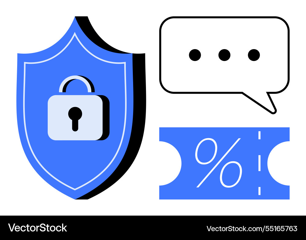 Cybersecurity elements shield with lock chat Cybersecurity elements shield with lock chat vector image
