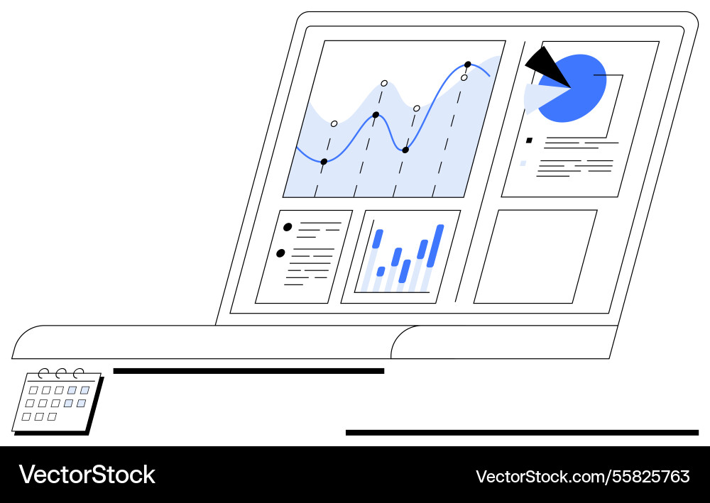 Data dashboard with charts and analytics displayed Data dashboard with charts and analytics displayed vector image