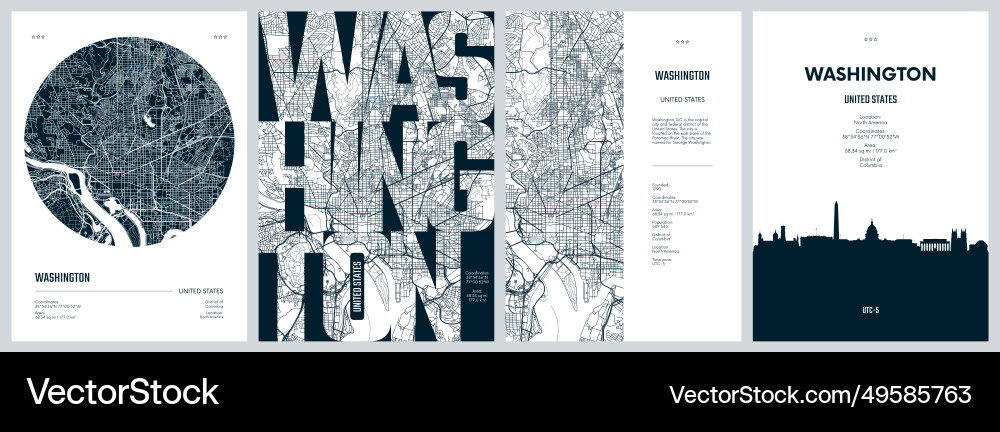 Washington DC Cityscape Map Royalty Free Vector Image