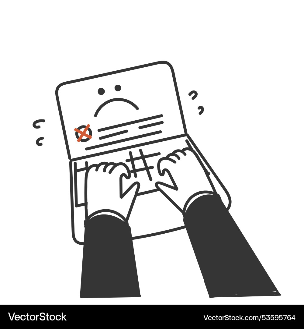 Hand drawn doodle computer operating system crash vector image