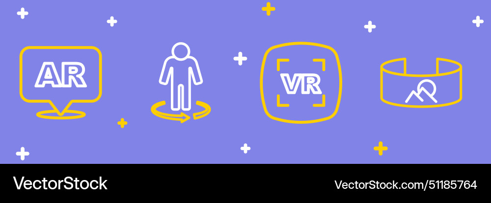 Set line 360 degree view virtual reality 3d Set line 360 degree view virtual reality 3d vector image