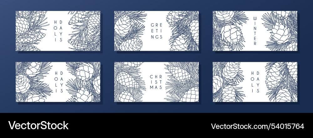 Set of compositions with coniferous branches vector image