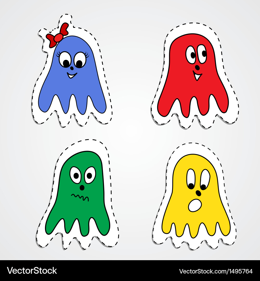 Set of four octopuses Vector Image