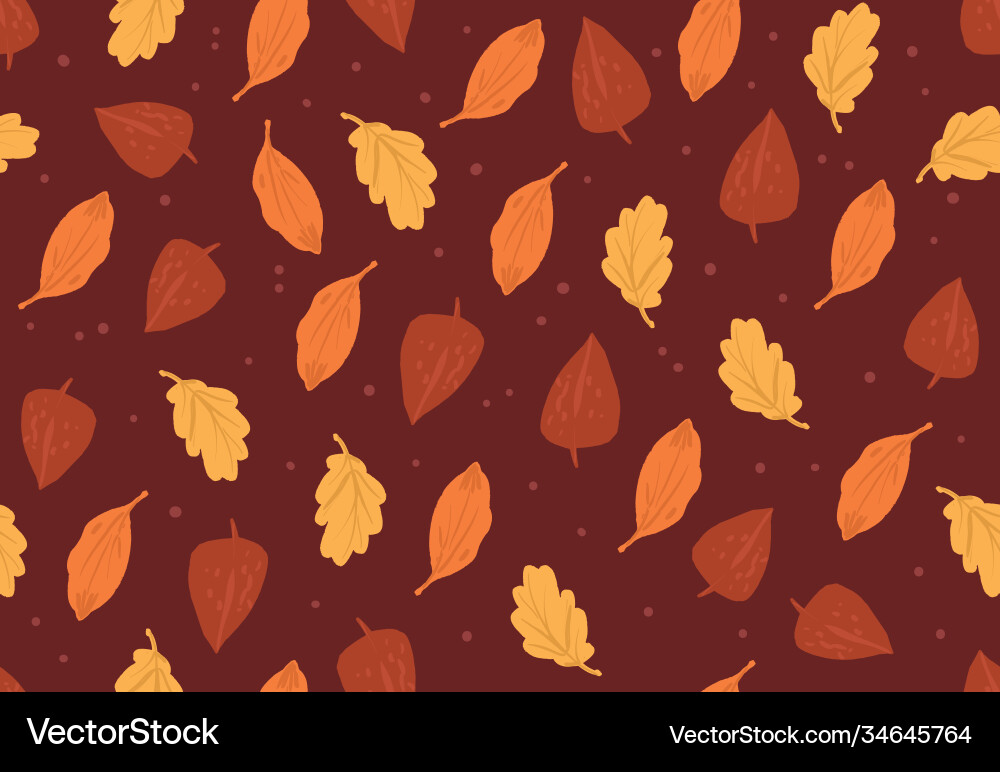 Simple autumn pattern in orange colors on red vector image