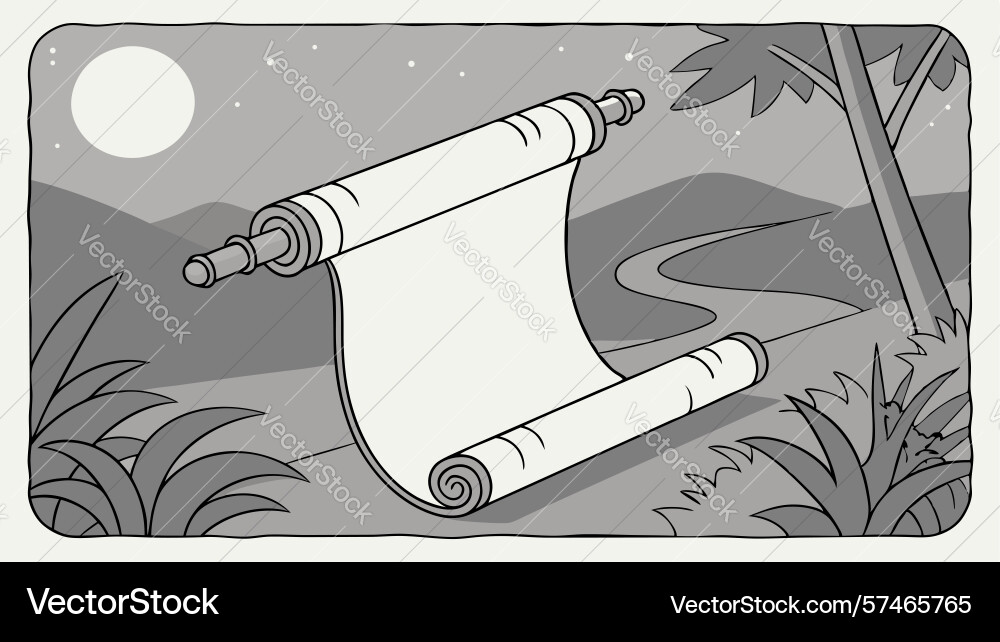 Blank unrolled scroll on winding path narrative vector image