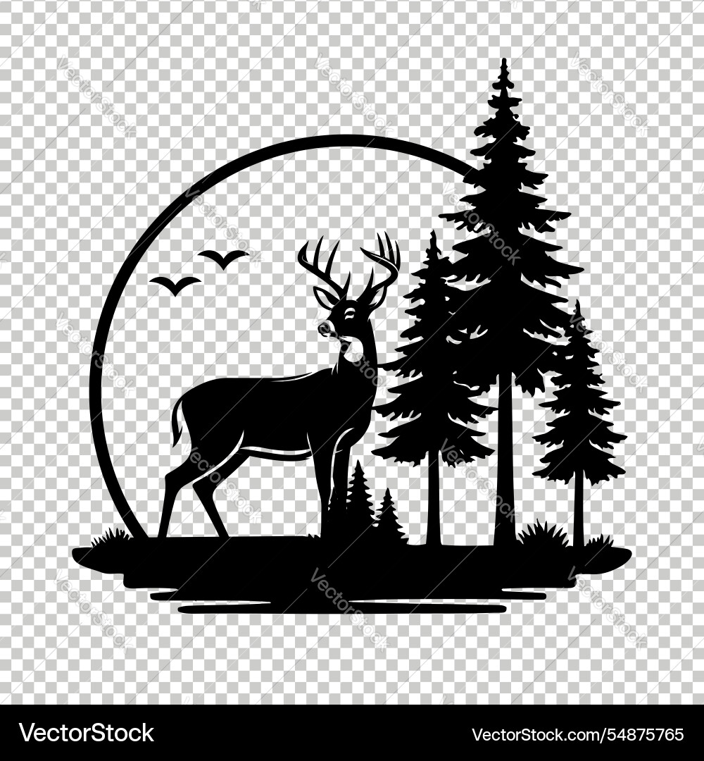 Elegant Whitetail Deer Silhouette – Royalty-Free Vector | VectorStock, image size:1000x1080