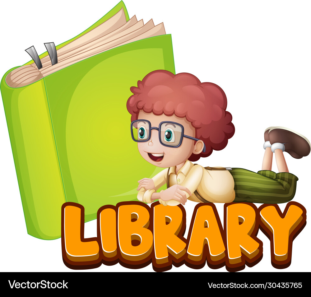 Font design for word library with reading book Font design for word library with reading book Vector Image