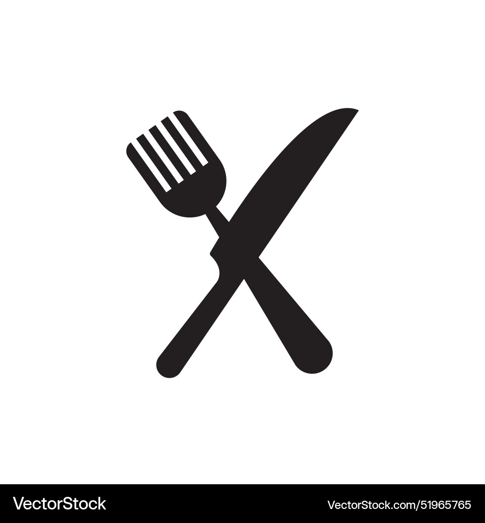 Fork and knife icon in flat style with background Vector Image