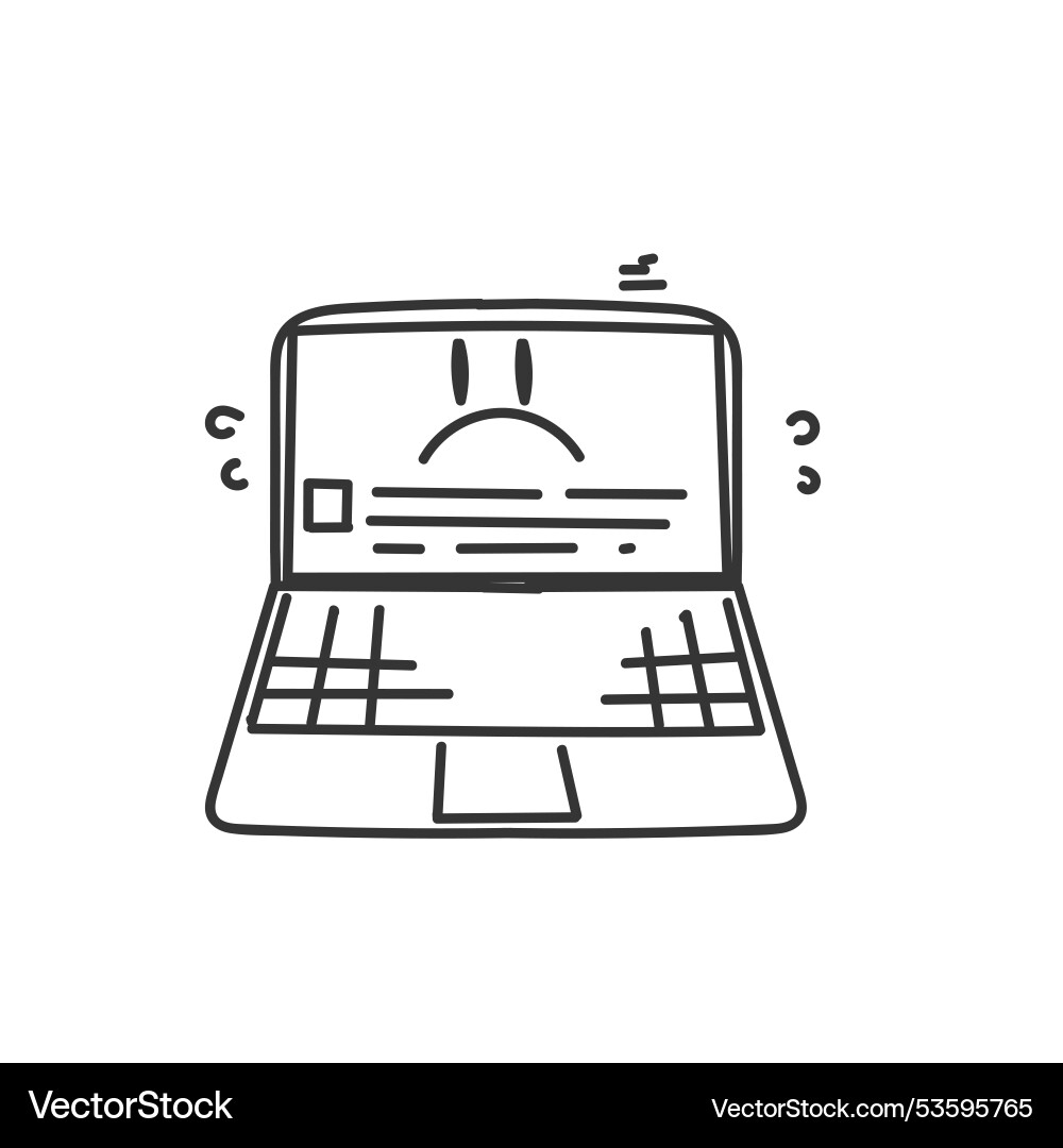 Hand drawn doodle computer operating system crash Hand drawn doodle computer operating system crash vector image