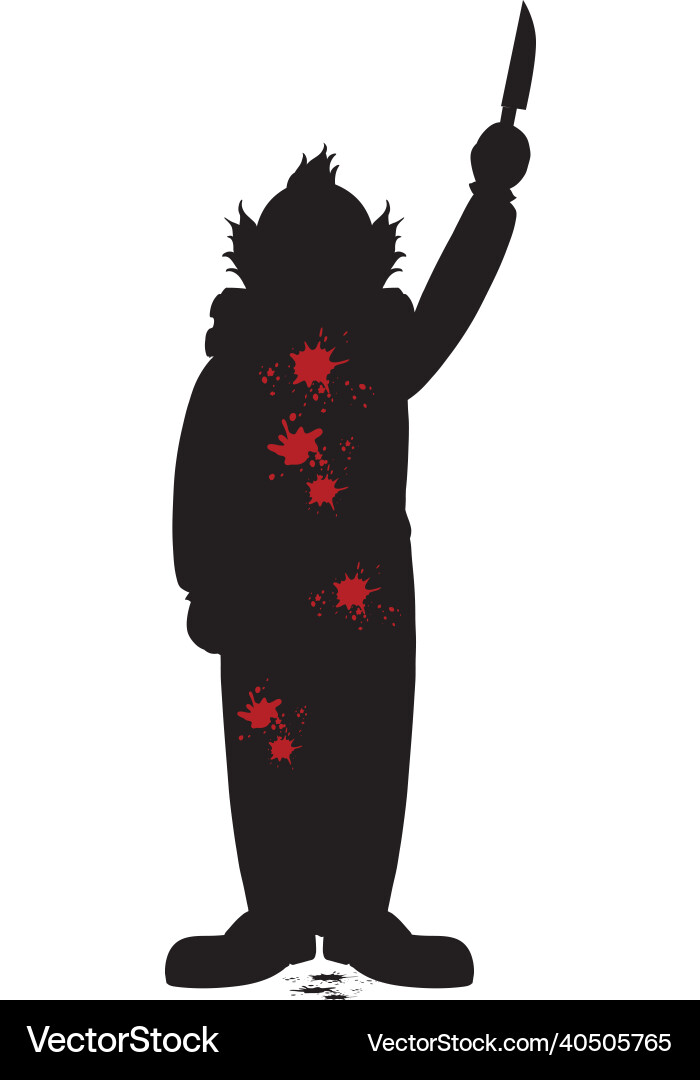 Isolated creepy clown silhouette vector image