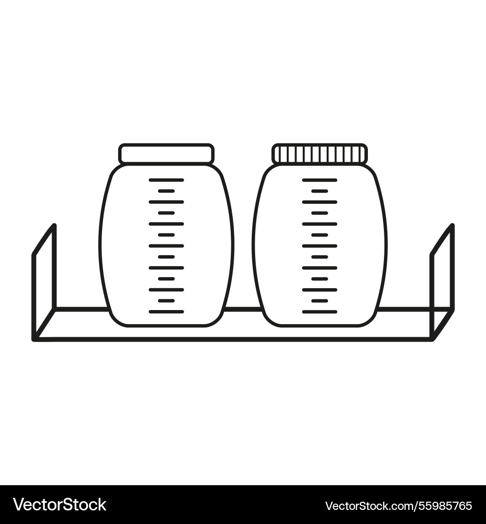 Jars on shelf storage container outline Vector Image