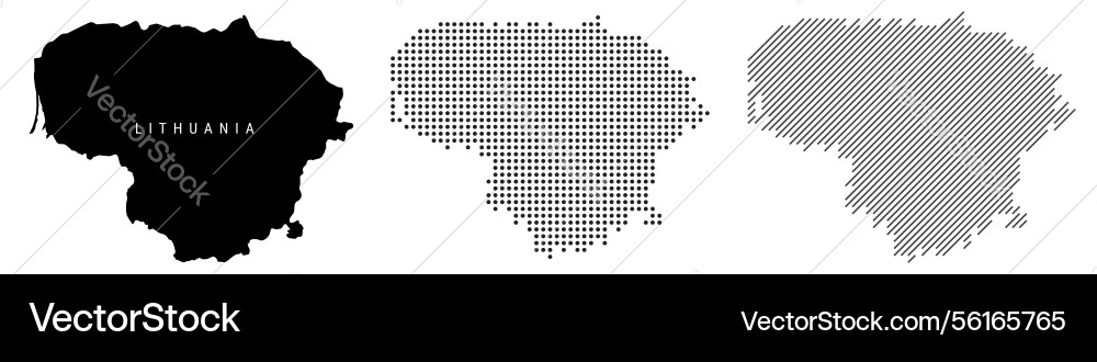 Lithuania silhouette map and two patterns of dots Lithuania silhouette map and two patterns of dots vector image