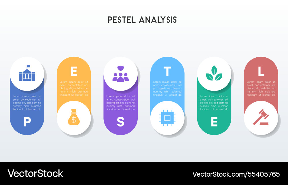 Minimalistische Pestelanalyse Infografik Minimalistische Pestelanalyse Infografik vektorbild