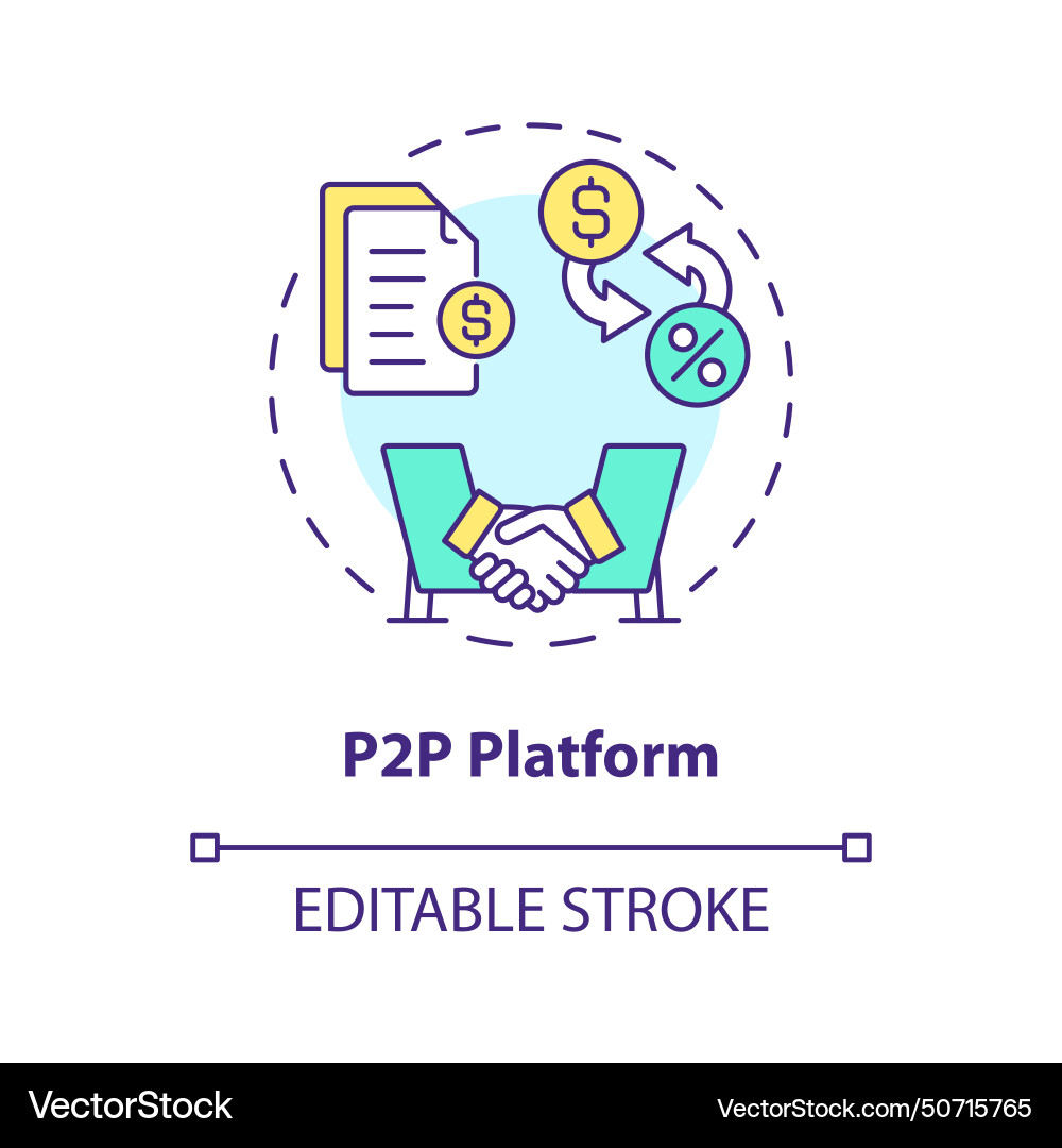P2p platform multi color concept icon Vector Image