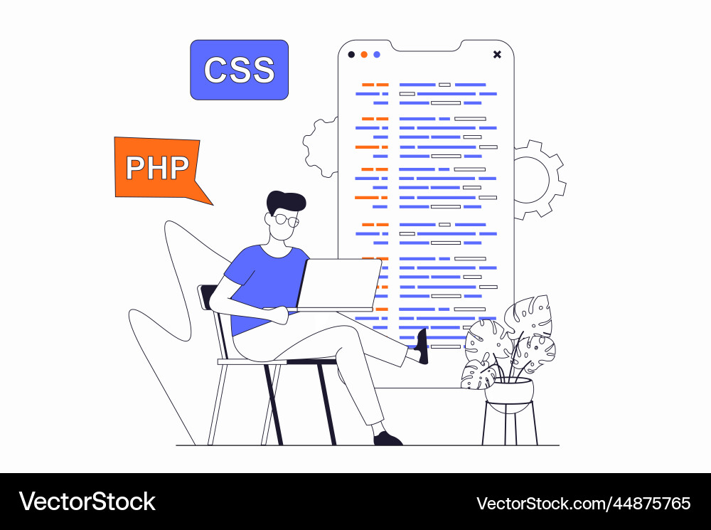 Programmers working concept with people scene Programmers working concept with people scene vector image