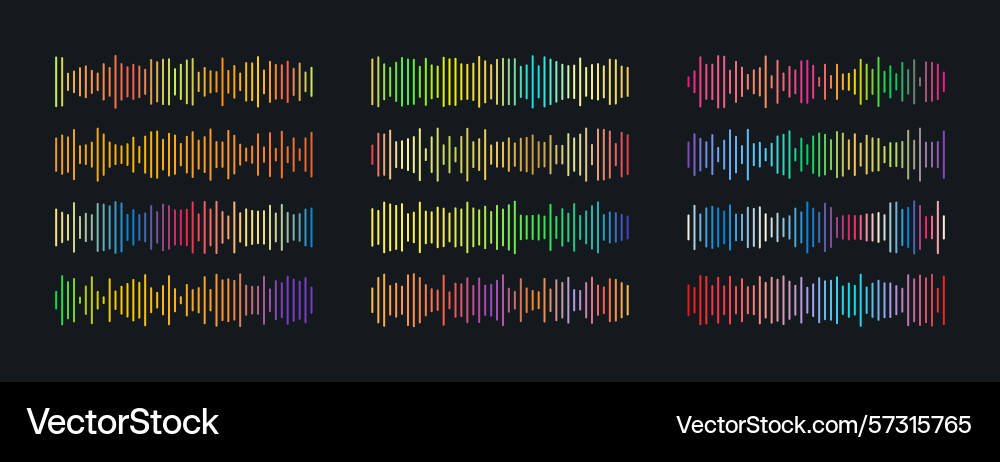 Radio wave icons set multicolored gradient simple Vector Image