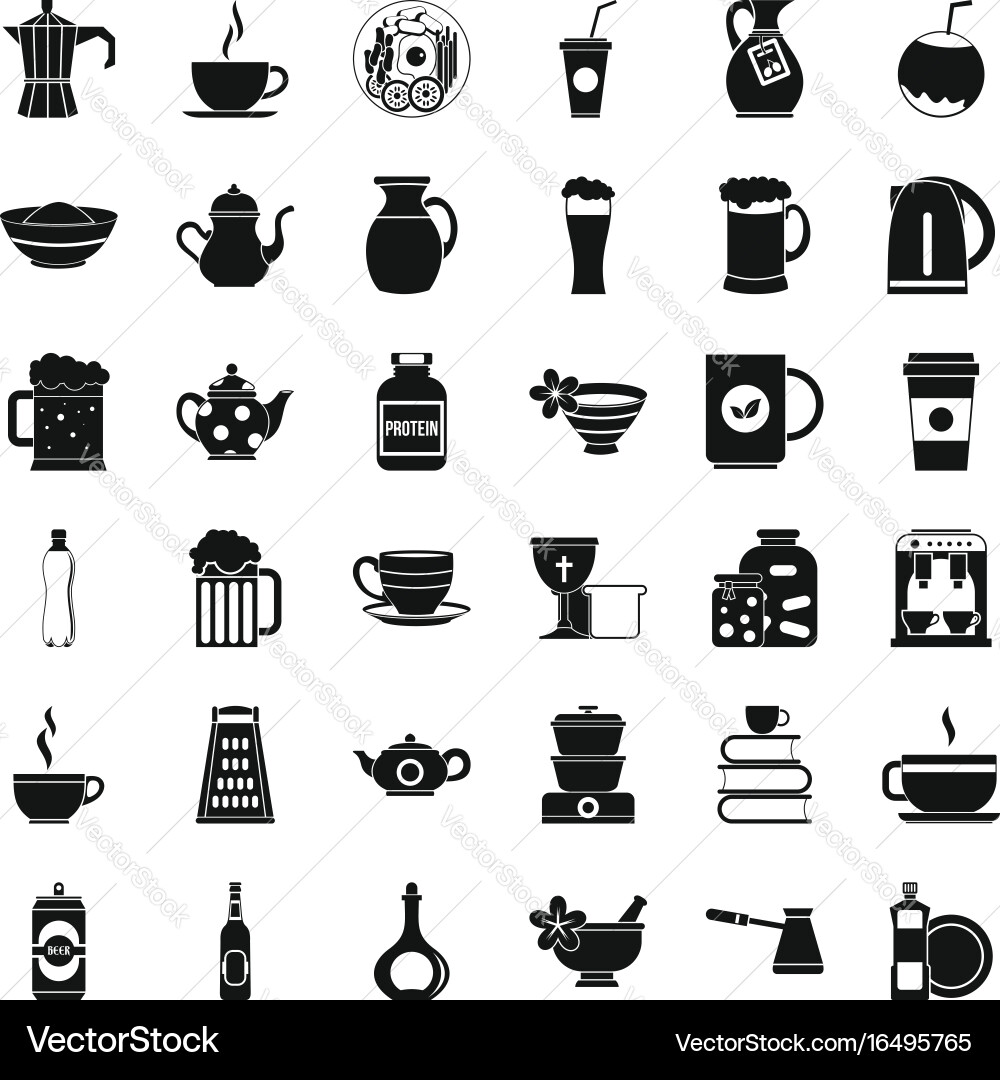 Tableware icons set simple style vector image