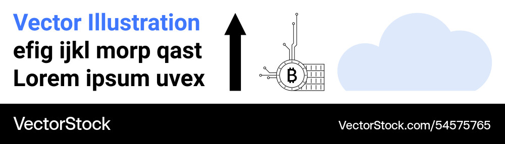 Tech-themed arrow pointing upward with cloud Vector Image