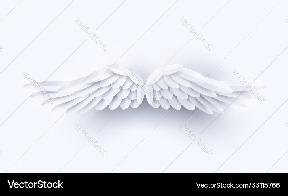 3d white realistic layered paper cut angel 3d white realistic layered paper cut angel vector image