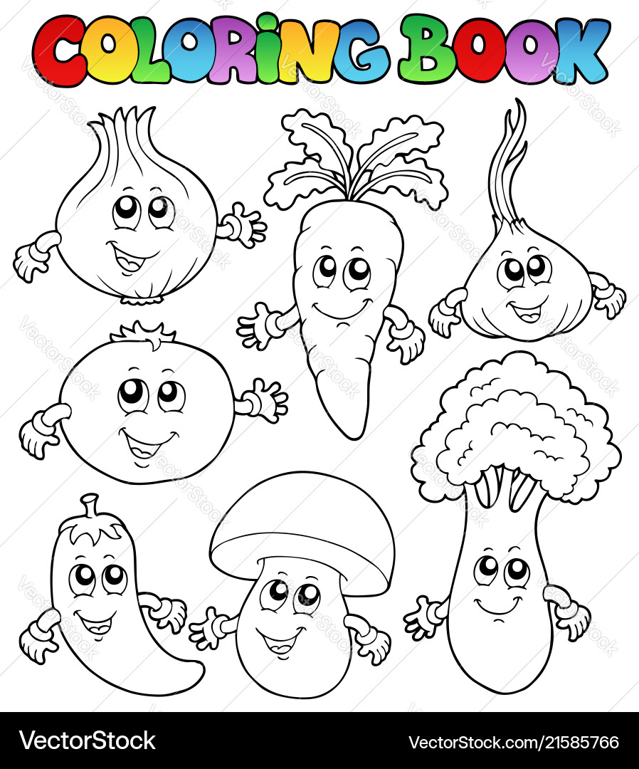Coloring book with vegetables Coloring book with vegetables vector image