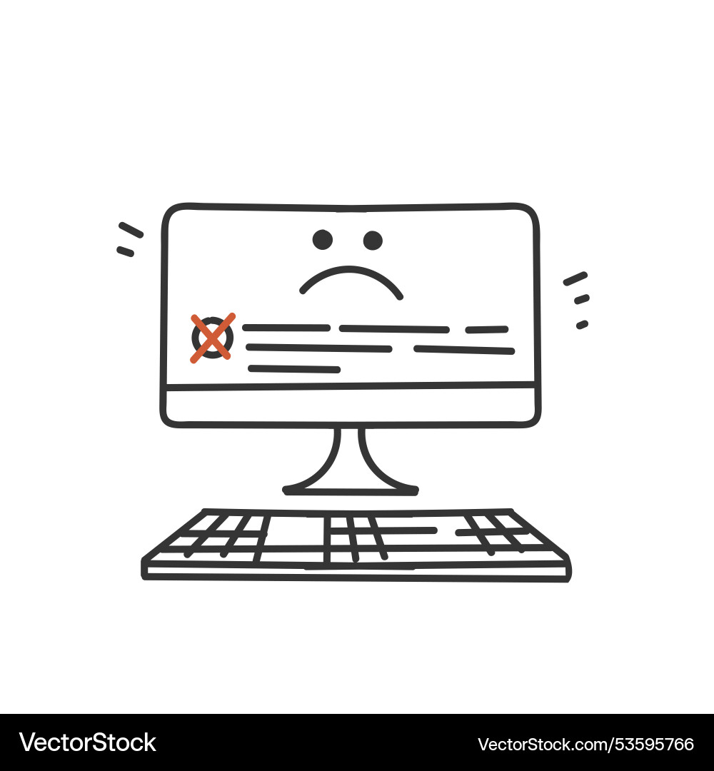 Hand drawn doodle computer operating system crash vector image