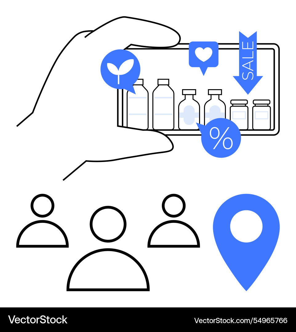 Hand using smartphone to browse eco-friendly Hand using smartphone to browse eco-friendly vector image