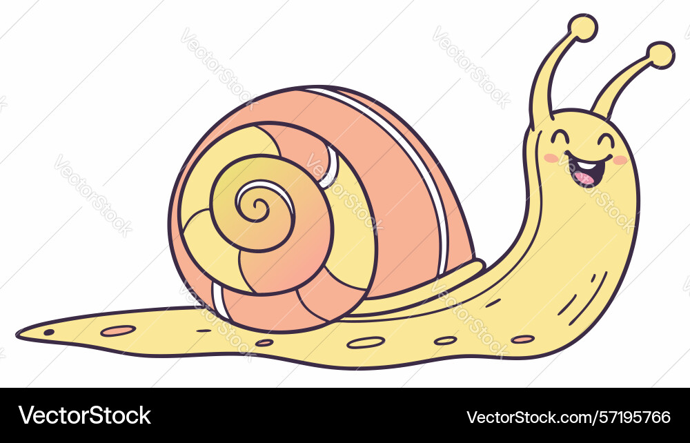 Happy snail character with expressive face design Vector Image