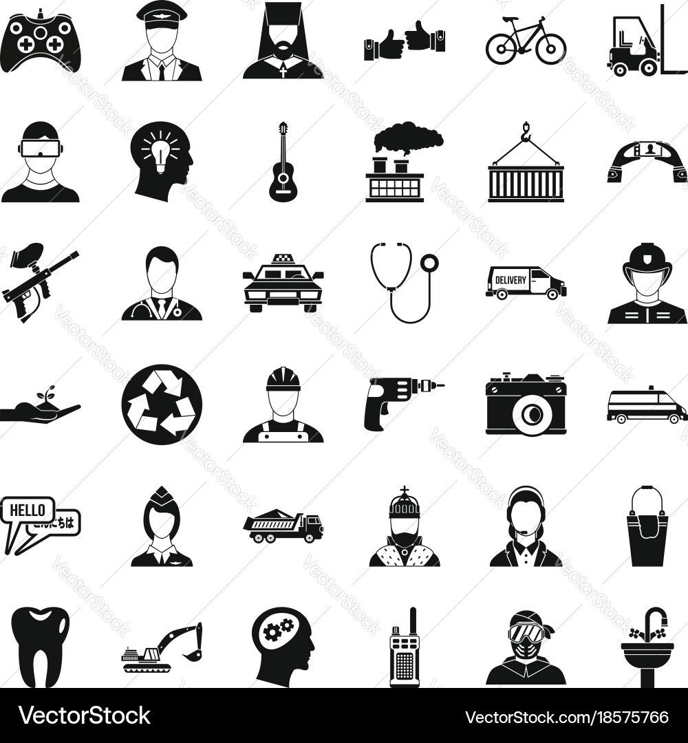 Human resource icons set simple style Vector Image