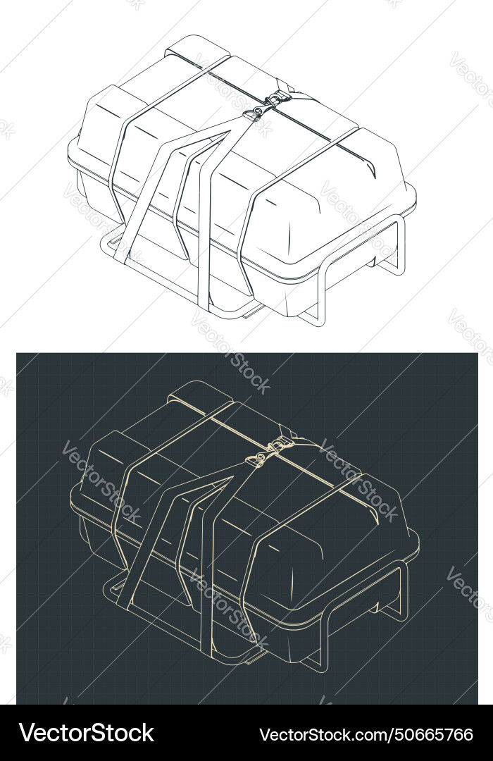 Liferaft isometric blueprints Royalty Free Vector Image