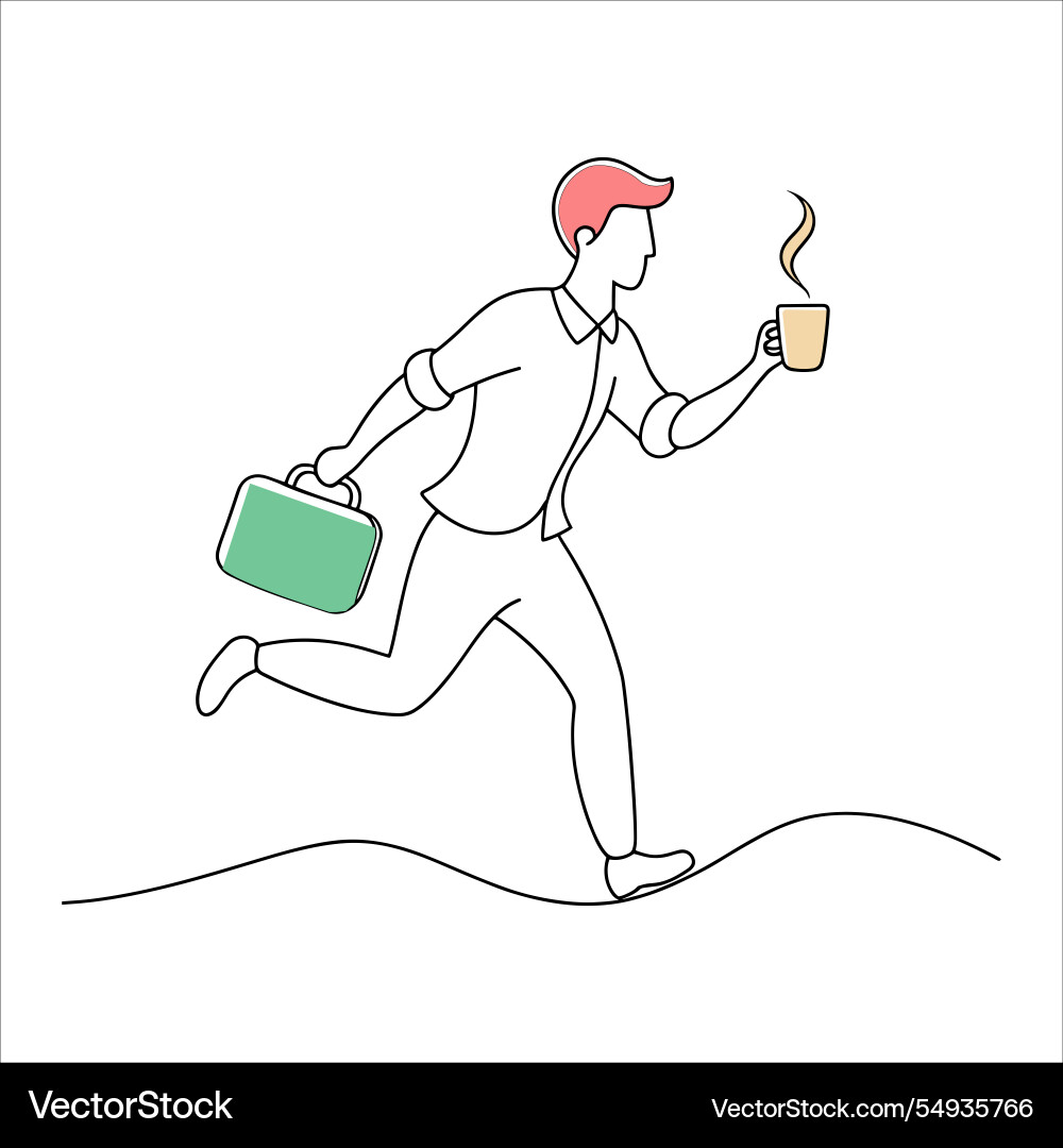 Man dashes forward clutching a briefcase in one Vector Image